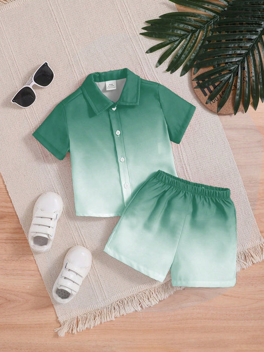 Shein Set de 2 piezas de top de manga corta y shorts con efecto degradado para niño - Quierox - Tienda Online