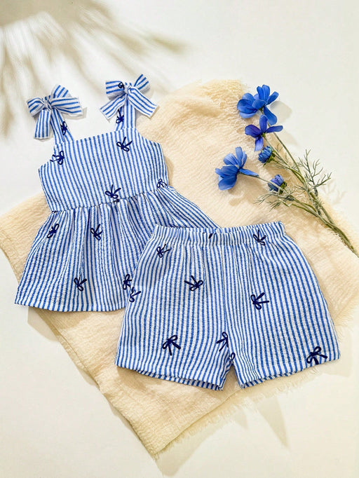 SHEIN Set de 2 piezas de top de tirantes y shorts para niñas - Quierox - Tienda Online