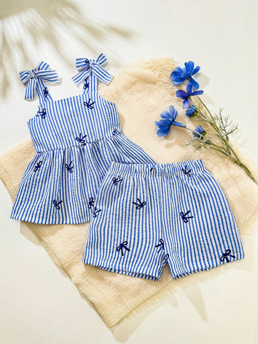 SHEIN Set de 2 piezas de top de tirantes y shorts para niñas - Quierox - Tienda Online