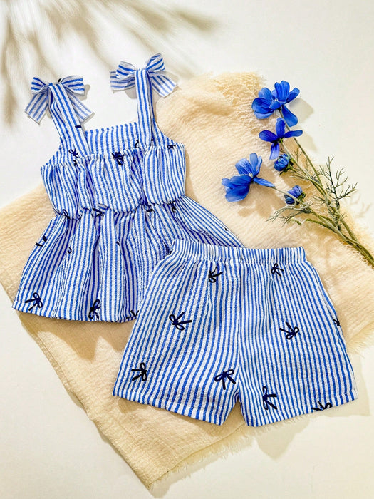 SHEIN Set de 2 piezas de top de tirantes y shorts para niñas - Quierox - Tienda Online