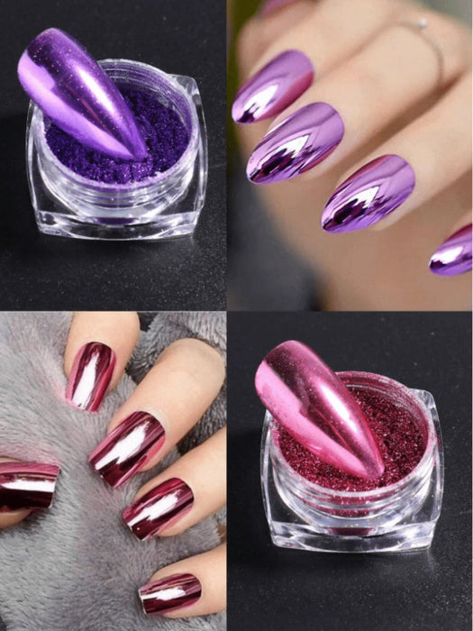 Shein Set de 23 piezas Estilo Y2K Polvo de espejo mágico metálicos de uñas de lujo - Quierox - Tienda Online