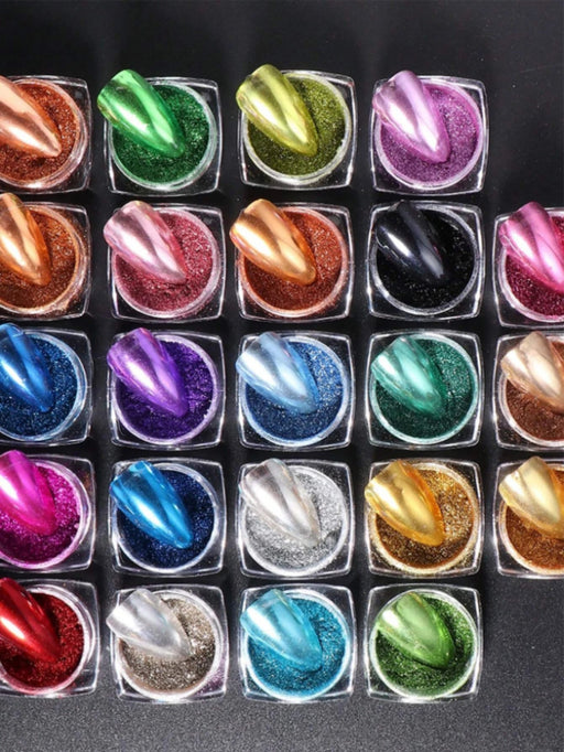 Shein Set de 23 piezas Estilo Y2K Polvo de espejo mágico metálicos de uñas de lujo - Quierox - Tienda Online