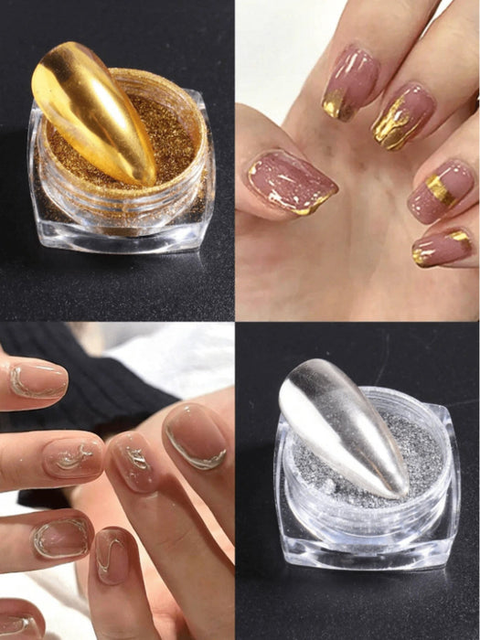 Shein Set de 23 piezas Estilo Y2K Polvo de espejo mágico metálicos de uñas de lujo - Quierox - Tienda Online