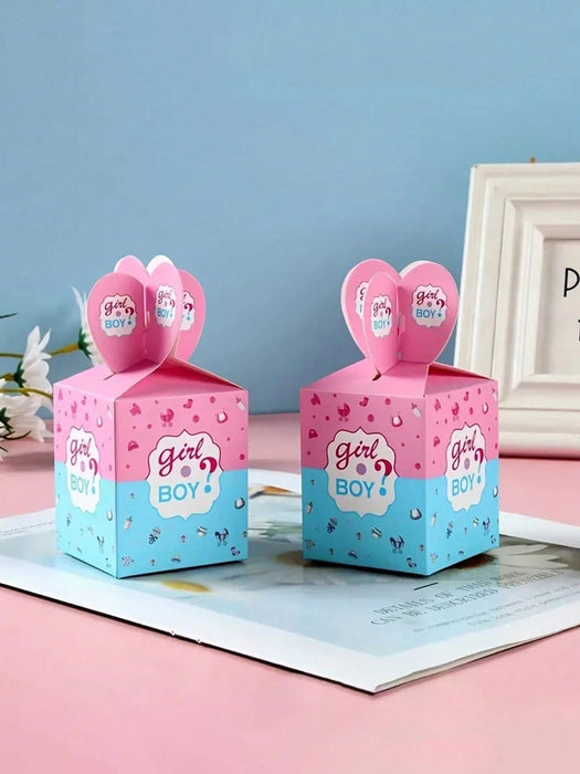 Shein Set de 24 piezas Caja para revelación de género de bebé para niño o niña, decoraciones de mesa - Quierox - Tienda Online