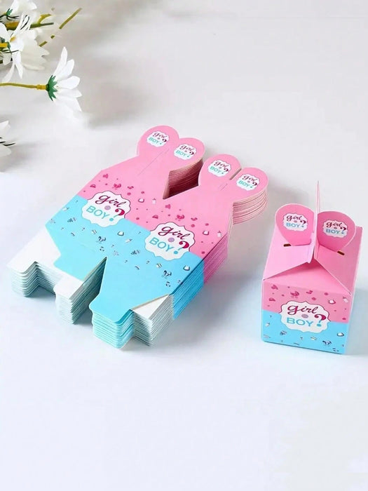 Shein Set de 24 piezas Caja para revelación de género de bebé para niño o niña, decoraciones de mesa - Quierox - Tienda Online