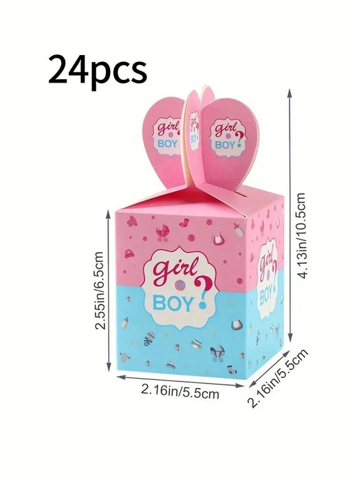 Shein Set de 24 piezas Caja para revelación de género de bebé para niño o niña, decoraciones de mesa - Quierox - Tienda Online