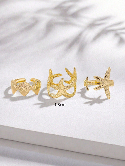SHEIN Set de 3 anillos metálicos con tema oceánico - Quierox - Tienda Online