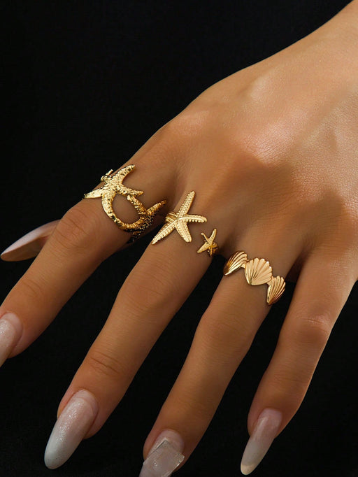 SHEIN Set de 3 anillos metálicos con tema oceánico - Quierox - Tienda Online