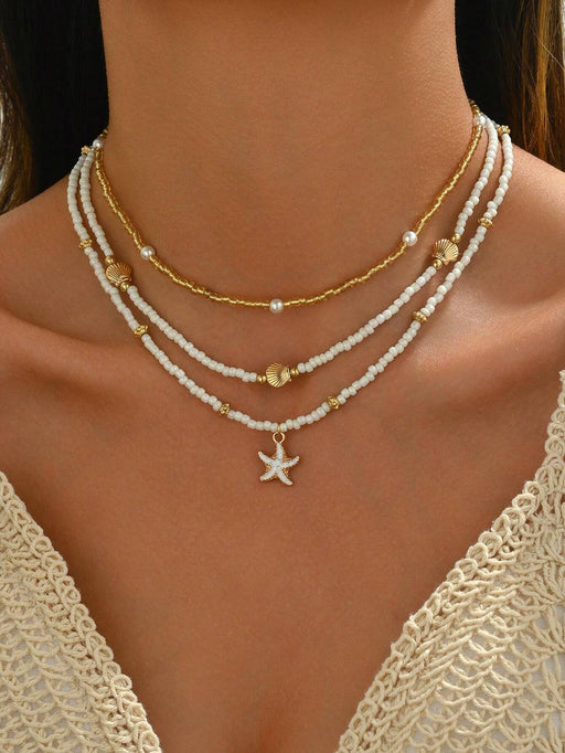SHEIN Set de 3 collares hechos a mano con cuentas de arroz, perlas falsas - Quierox - Tienda Online