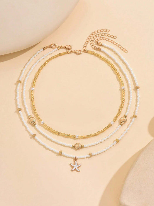SHEIN Set de 3 collares hechos a mano con cuentas de arroz, perlas falsas - Quierox - Tienda Online