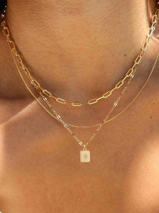 SHEIN Set de 3 piezas de joyería con tono dorado que incluye collar con colgante - Quierox - Tienda Online