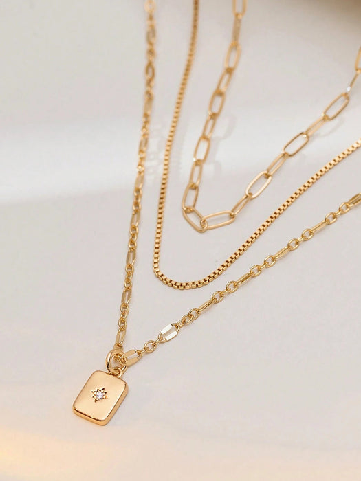 SHEIN Set de 3 piezas de joyería con tono dorado que incluye collar con colgante - Quierox - Tienda Online