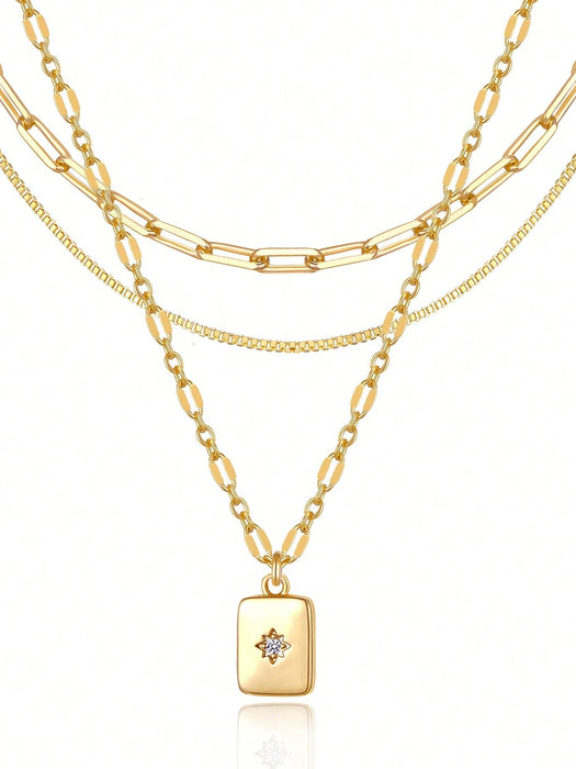 SHEIN Set de 3 piezas de joyería con tono dorado que incluye collar con colgante - Quierox - Tienda Online