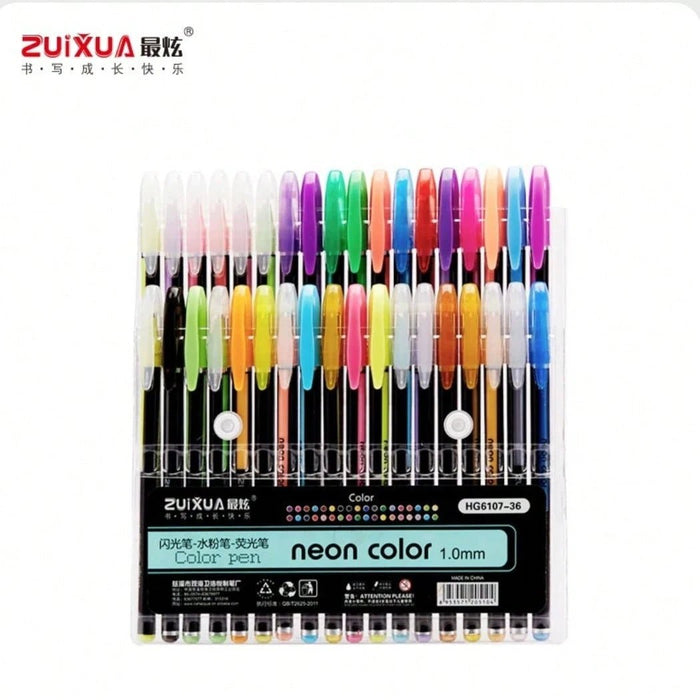 Shein Set de 36 bolígrafos de gel de colores brillantes, apto para todas las edades - Quierox - Tienda Online