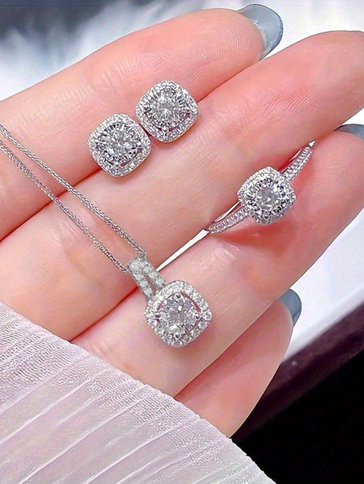 SHEIN Set de 4 piezas compuesto por aretes, collar y anillo - Quierox - Tienda Online
