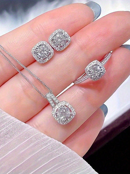 SHEIN Set de 4 piezas compuesto por aretes, collar y anillo - Quierox - Tienda Online