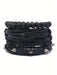 SHEIN Set de 4 pulseras de cuero trenzado negro con remaches - Quierox - Tienda Online