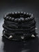 SHEIN Set de 4 pulseras de cuero trenzado negro con remaches - Quierox - Tienda Online