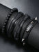 SHEIN Set de 4 pulseras de cuero trenzado negro con remaches - Quierox - Tienda Online