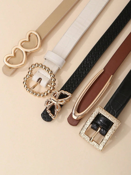 SHEIN Set de 5 cinturones ajustables para damas, de piel sintética - Quierox - Tienda Online