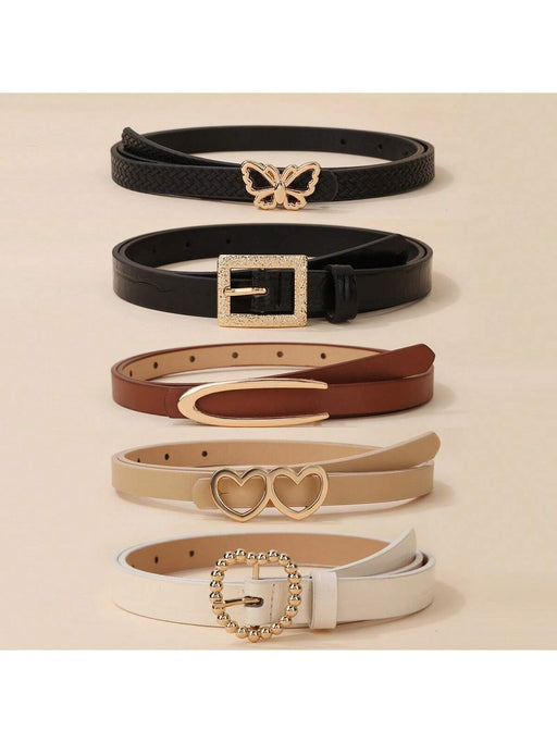 SHEIN Set de 5 cinturones ajustables para damas, de piel sintética - Quierox - Tienda Online