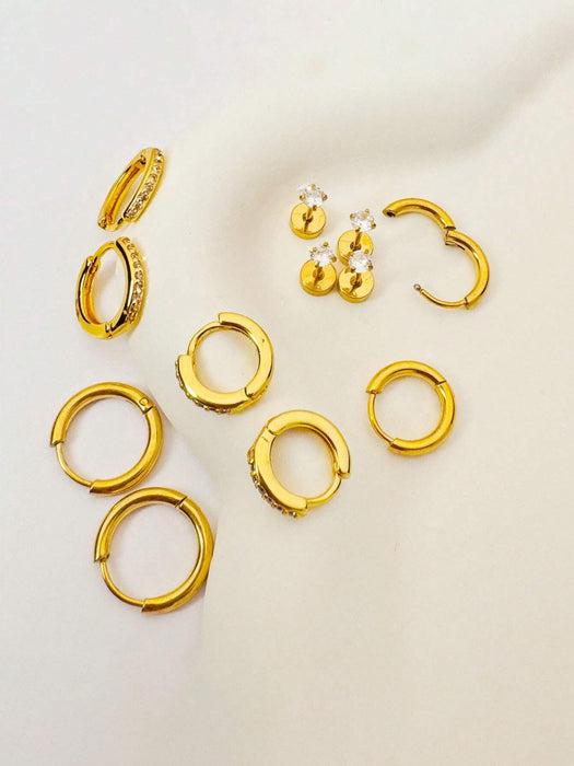 SHEIN Set de 6 piezas de aretes elegantes, aretes de acero inoxidable - Quierox - Tienda Online
