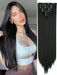Shein Set de 7 extensiones de cabello de 24" con clip, cabello negro liso, ombre natural, fibra resistente al calor, para mujeres - Quierox - Tienda Online