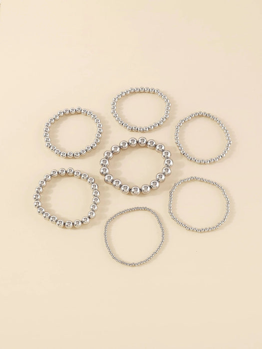 Shein Set de 7 piezas de pulseras con cuentas geométricas para uso diario - Quierox - Tienda Online