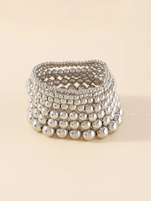 Shein Set de 7 piezas de pulseras con cuentas geométricas para uso diario - Quierox - Tienda Online