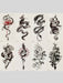 Shein Set de 8 tatuajes temporales de tótem negro con purpurina, con diseños de dragón, serpiente, peonía y mas - Quierox - Tienda Online