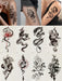 Shein Set de 8 tatuajes temporales de tótem negro con purpurina, con diseños de dragón, serpiente, peonía y mas - Quierox - Tienda Online
