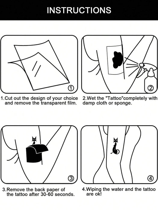 Shein Set de 8 tatuajes temporales de tótem negro con purpurina, con diseños de dragón, serpiente, peonía y mas - Quierox - Tienda Online