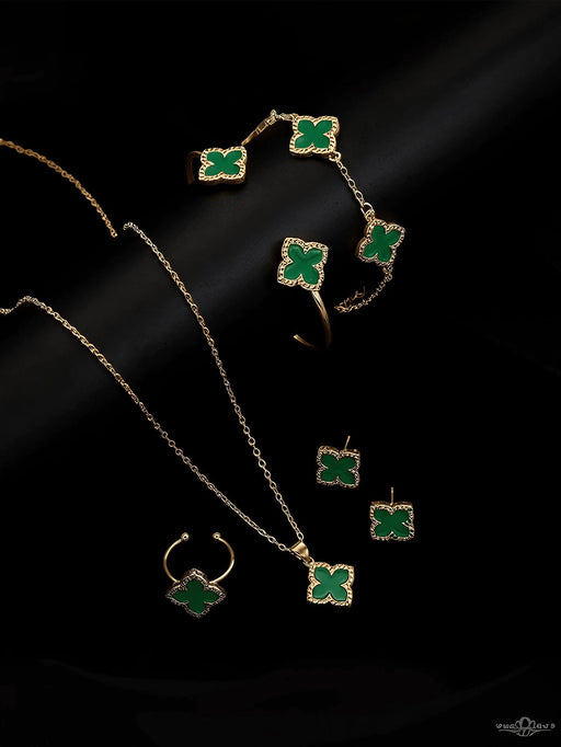SHEIN Set de joyeria de 6 piezas con flor de la suerte, pendientes dorados - Quierox - Tienda Online