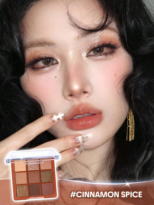SHEIN SHEGLAM Cinnamon Spice Paleta de sombras de ojos de 9 colores Brillos - Quierox - Tienda Online
