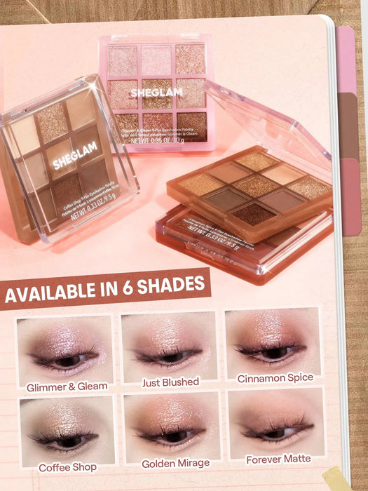 SHEIN SHEGLAM Cinnamon Spice Paleta de sombras de ojos de 9 colores Brillos - Quierox - Tienda Online