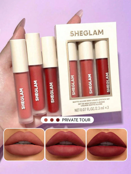 SHEIN SHEGLAM Juego De MiniláPiz Labial LíQuido Matte Allure, Tour Privado - Quierox - Tienda Online