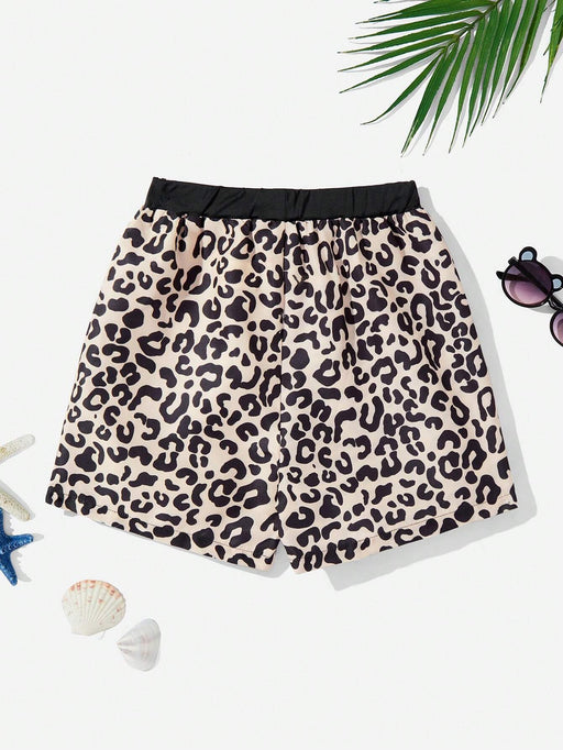 SHEIN Short De Natación Casual Para Niñas Con Estampado De Leopardo Y Corte Cuadrado - Quierox - Tienda Online