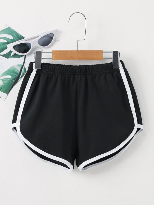 SHEIN Shorts Con Elástico En La Cintura Y Detalles De Contraste Para Niñas - Quierox - Tienda Online