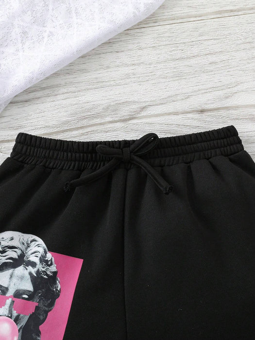 SHEIN Shorts Rectos De Punto Frescos Y Modernos Para Niñas Grandes - Quierox - Tienda Online