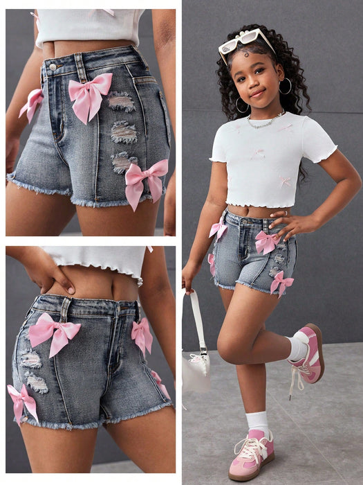 SHEIN shorts vaqueros ajustados estilo casual, vintage Y2K, con aberturas, rasgados - Quierox - Tienda Online