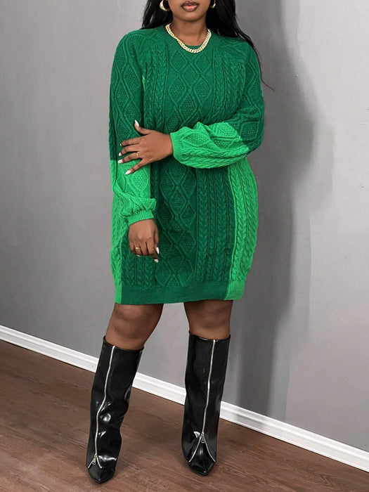 SHEIN Slaydiva Vestido mini de cuello redondo de manga larga, de bloque de color - Quierox - Tienda Online