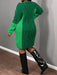 SHEIN Slaydiva Vestido mini de cuello redondo de manga larga, de bloque de color - Quierox - Tienda Online