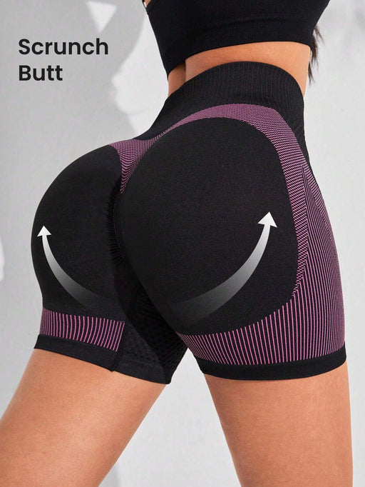 Shein Slayform Pantalones cortos deportivos de cintura ancha con estampado de rayas para mujer - Quierox - Tienda Online