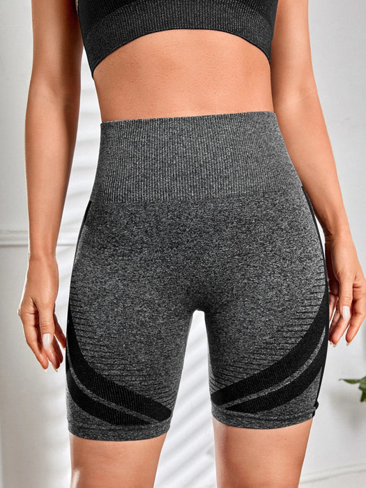 Shein Slayform Pantalones cortos deportivos elásticos con cintura ancha y paneles de contraste - Quierox - Tienda Online