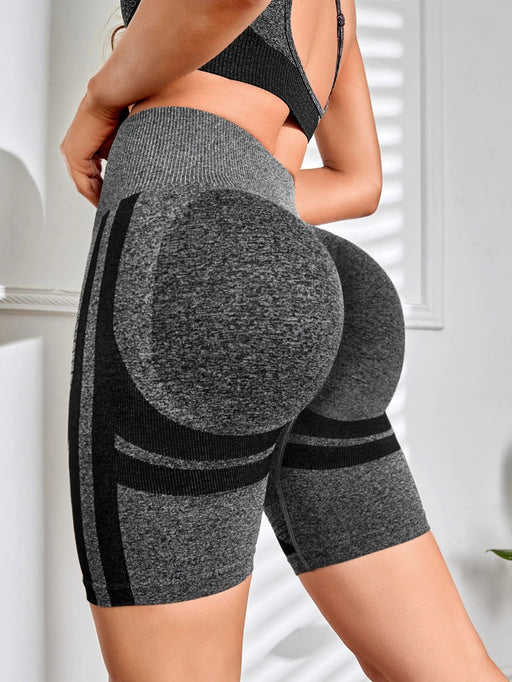 Shein Slayform Pantalones cortos deportivos elásticos con cintura ancha y paneles de contraste - Quierox - Tienda Online