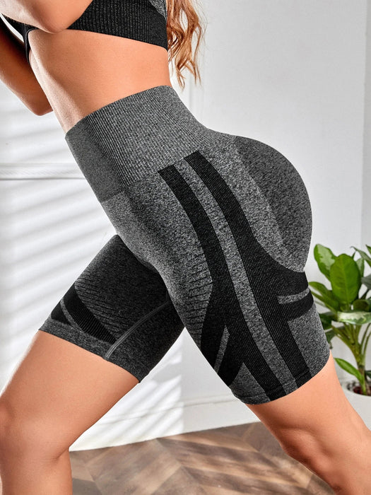 Shein Slayform Pantalones cortos deportivos elásticos con cintura ancha y paneles de contraste - Quierox - Tienda Online