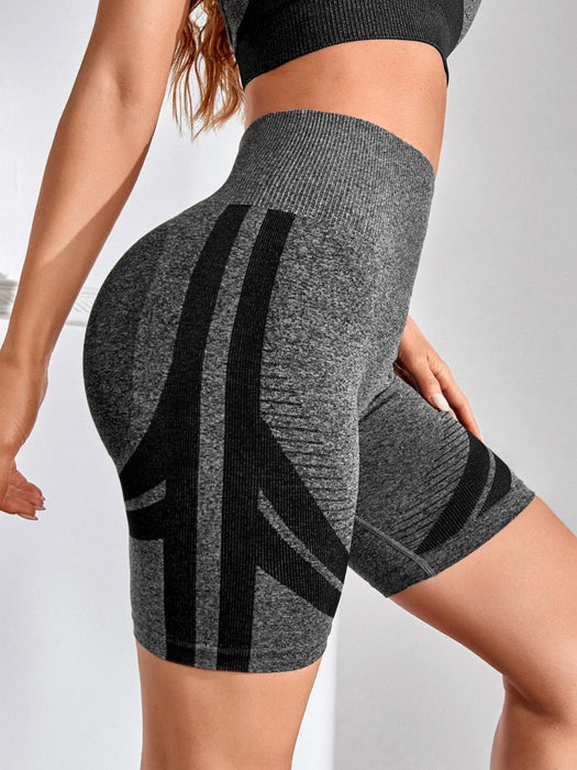 Shein Slayform Pantalones cortos deportivos elásticos con cintura ancha y paneles de contraste - Quierox - Tienda Online