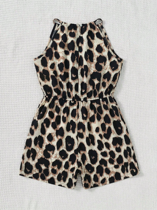 SHEIN SLAYR KIDS Mono corto sin mangas con cuello halter y estampado floral para niñas - Quierox - Tienda Online