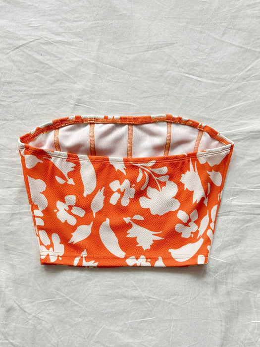 SHEIN Soleia Top corto de flores naranjas para mujeres, ideal para ocasiones informales - Quierox - Tienda Online