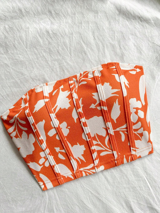 SHEIN Soleia Top corto de flores naranjas para mujeres, ideal para ocasiones informales - Quierox - Tienda Online